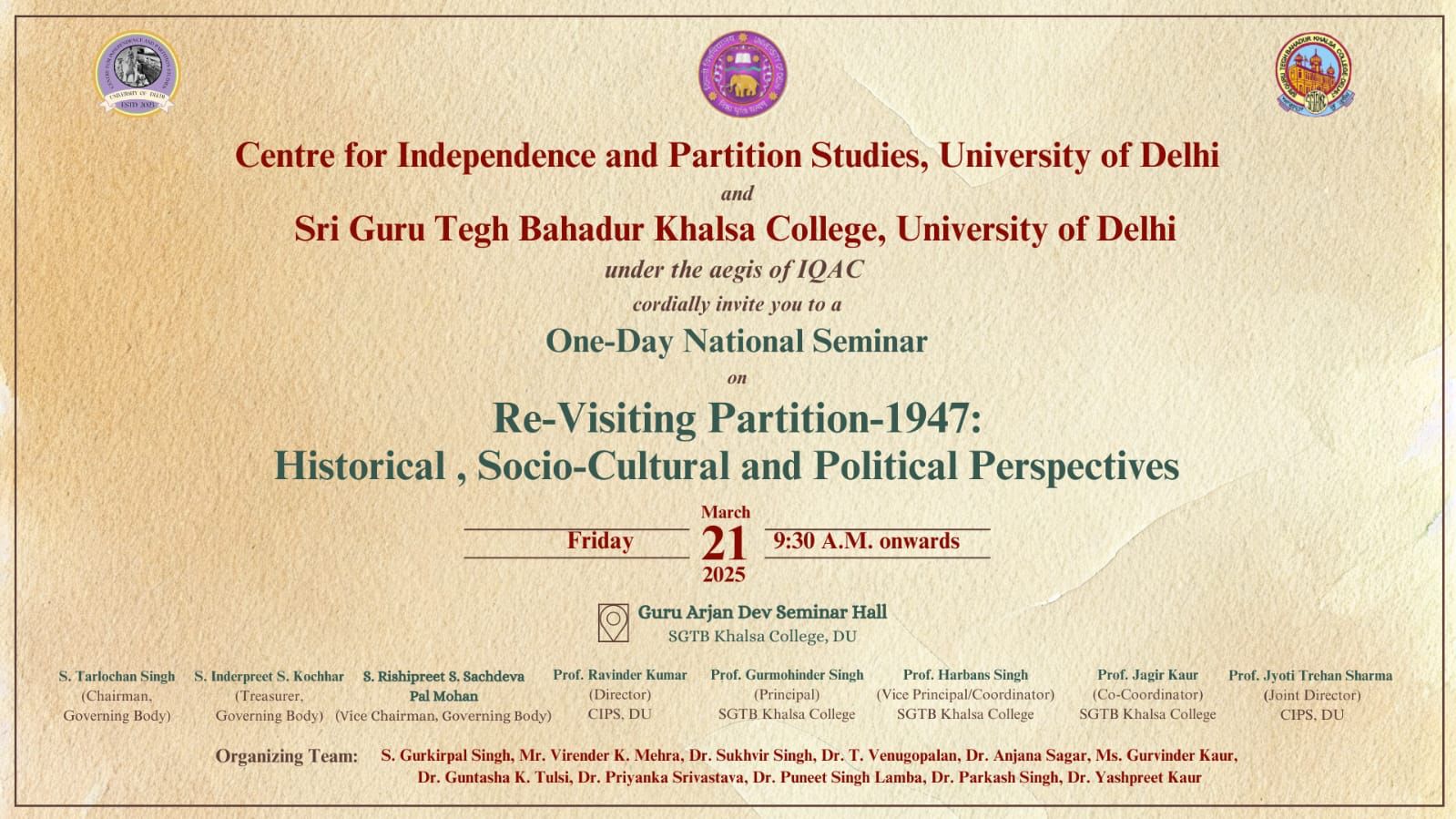 Sri Guru Tegh Bahadur Khalsa College Seminar